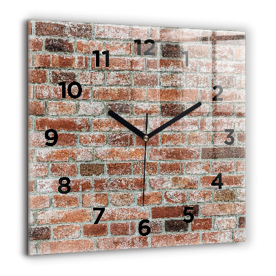 Pendule carrée en verre 60x60 cm Mur de briques
