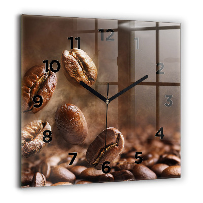 Horloge carrée en verre 60x60 cm Grains de café