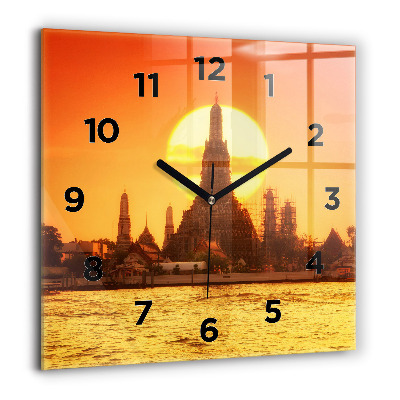 Pendule carrée en verre 60x60 cm Wat arun Bangkok Thaïlande