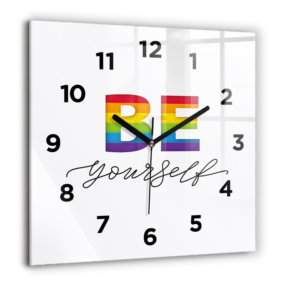 Horloge murale carrée 60x60 cm Inscription "Be yourself