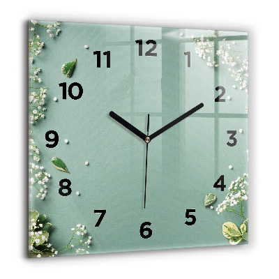 Horloge carrée en verre 60x60 cm Fleurs délicates
