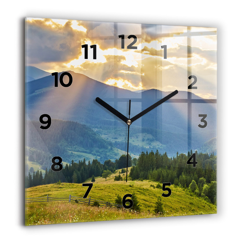Horloge murale carrée 60x60 cm Paysage avec forêts