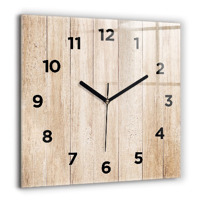 Pendule carrée en verre 60x60 cm Texture en bois