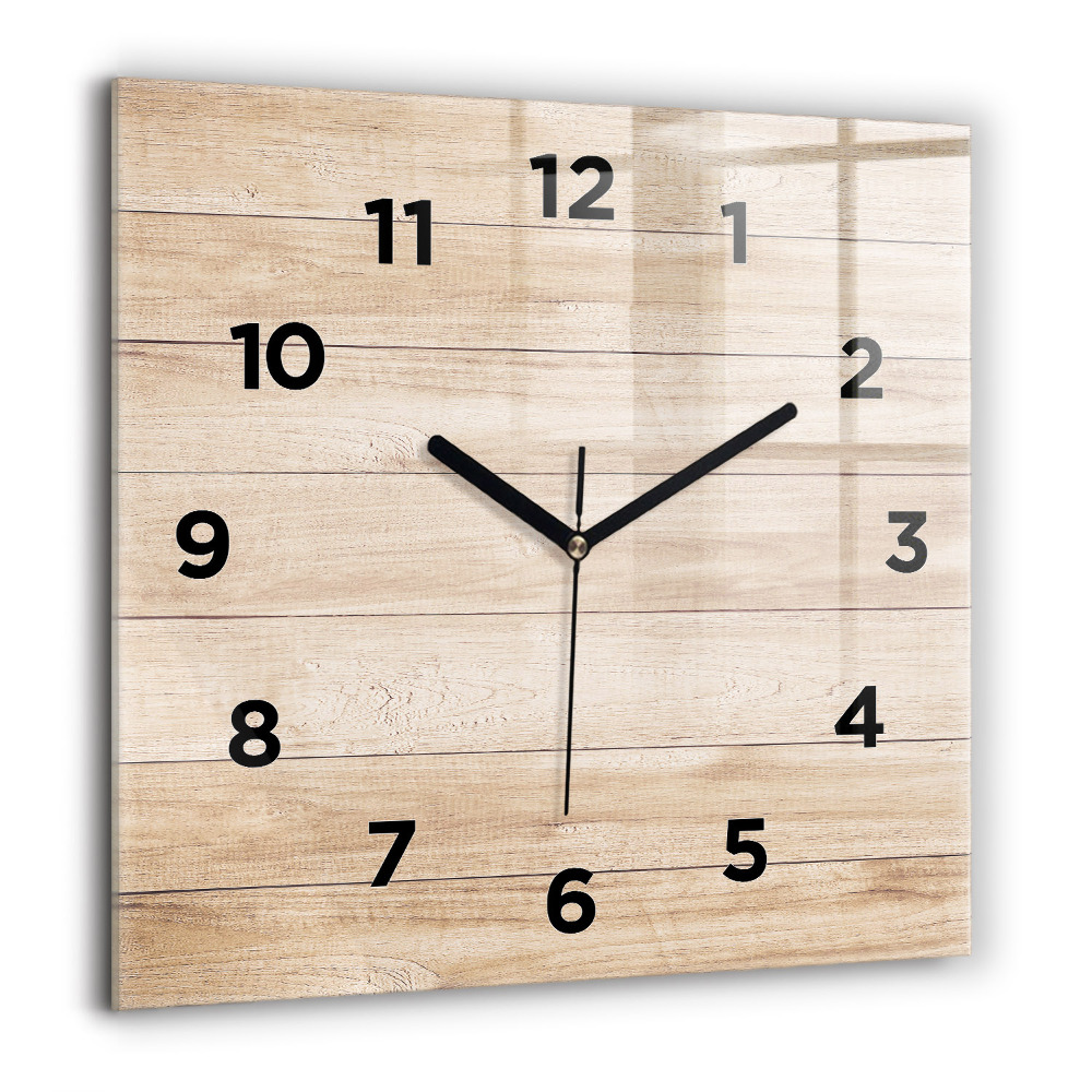 Horloge carrée en verre 60x60 cm Texture en bois