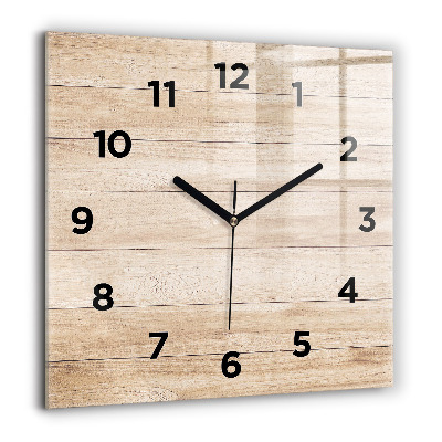 Horloge carrée en verre 60x60 cm Texture en bois