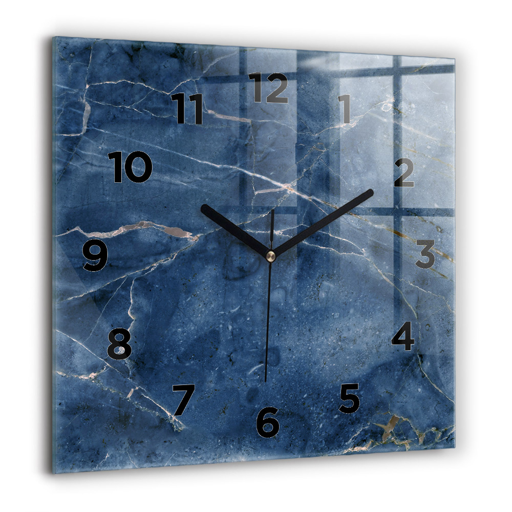 Horloge murale carrée 60x60 cm Texture de marbre bleu