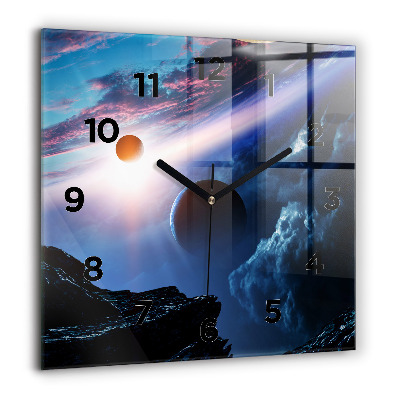 Horloge carrée en verre 60x60 cm Grande galaxie