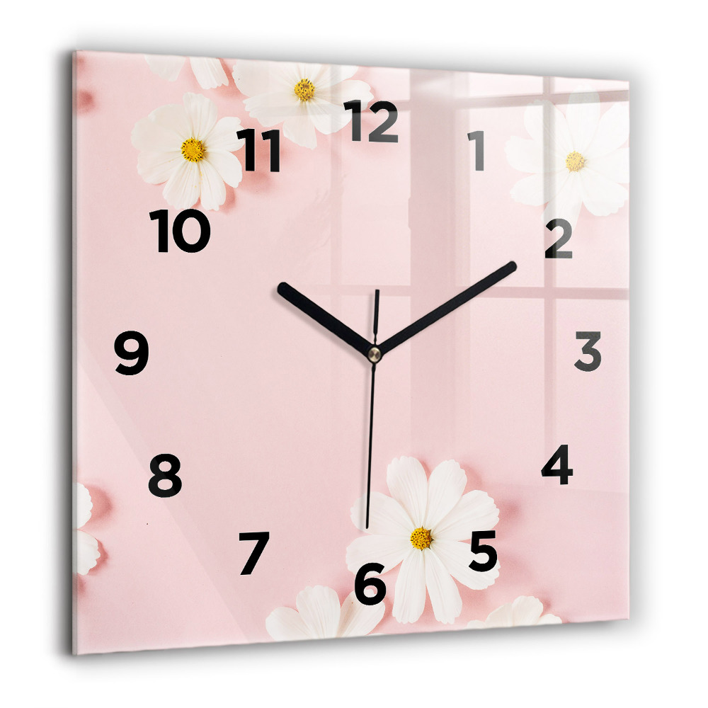Horloge murale carrée 60x60 cm Fleurs de marguerite