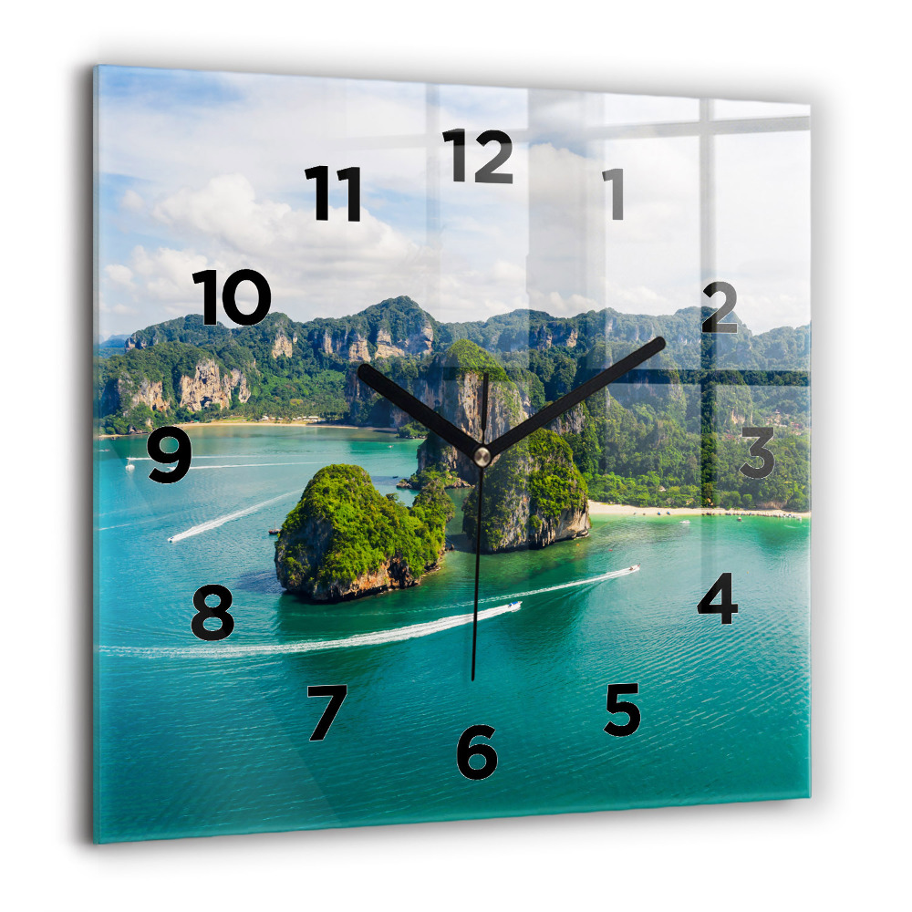 Horloge carrée en verre 60x60 cm Île en Thaïlande