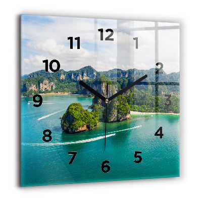 Horloge carrée en verre 60x60 cm Île en Thaïlande