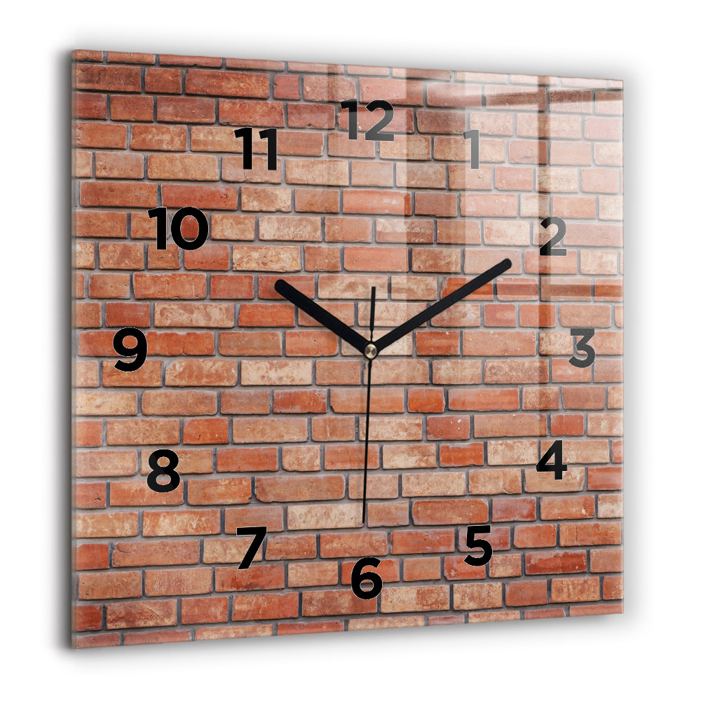Horloge carrée en verre 60x60 cm Mur de briques