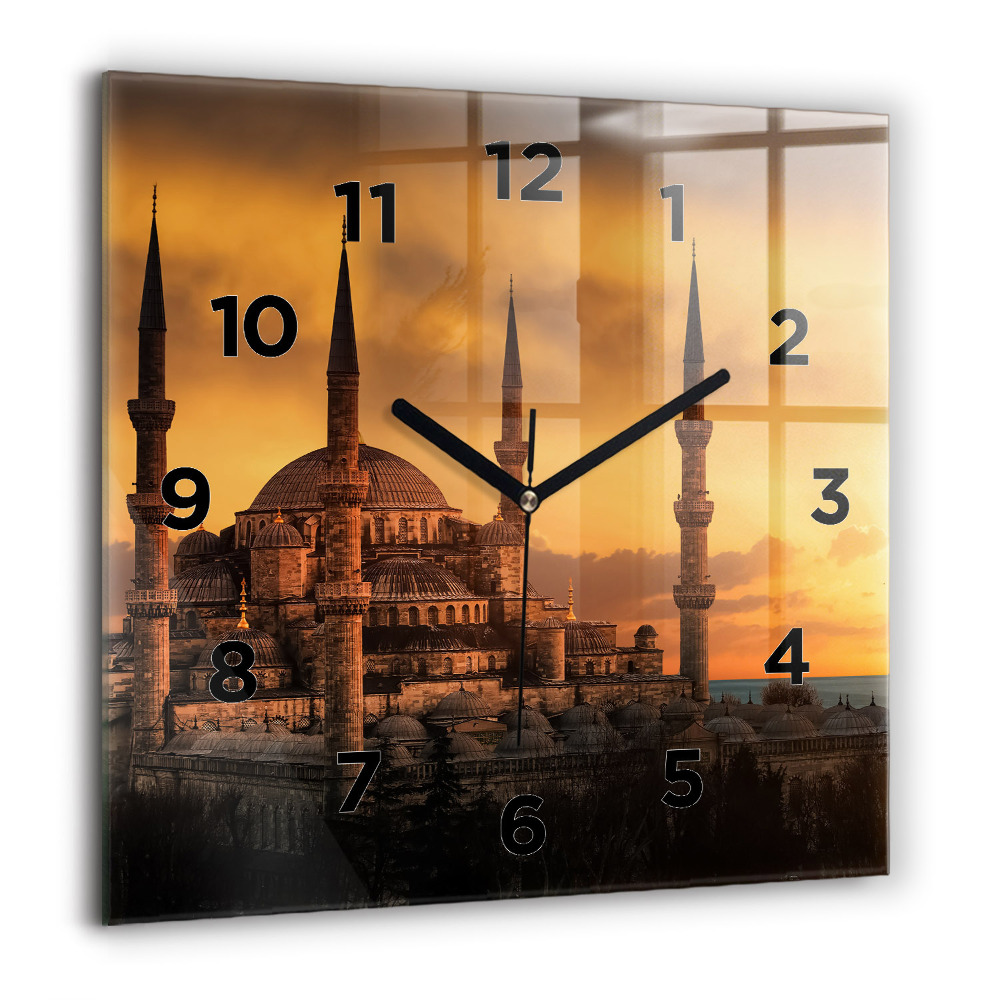 Horloge carrée en verre 60x60 cm Mosquée d'Istanbul