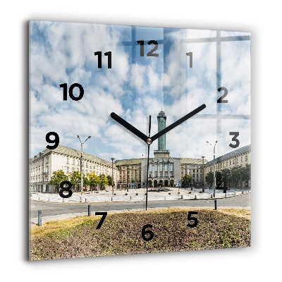 Horloge carrée en verre 60x60 cm Panorama d'Ostrava