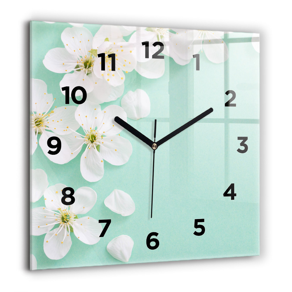 Horloge murale carrée 60x60 cm Fleurs de pommier