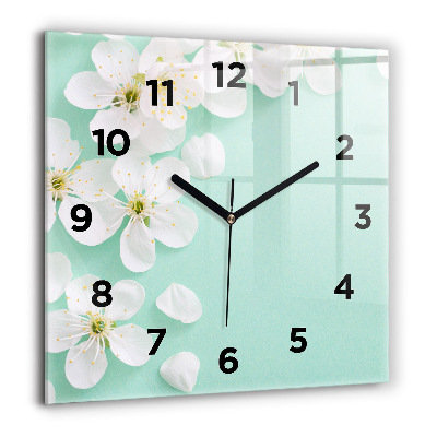 Horloge murale carrée 60x60 cm Fleurs de pommier