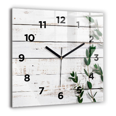 Horloge carrée en verre 60x60 cm Planches en bois clair