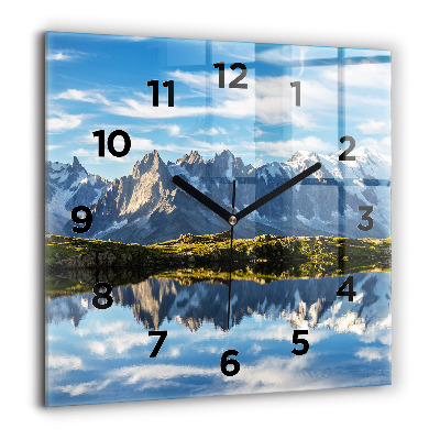 Horloge murale carrée 60x60 cm Vallée de Chamonix, Alpes françaises