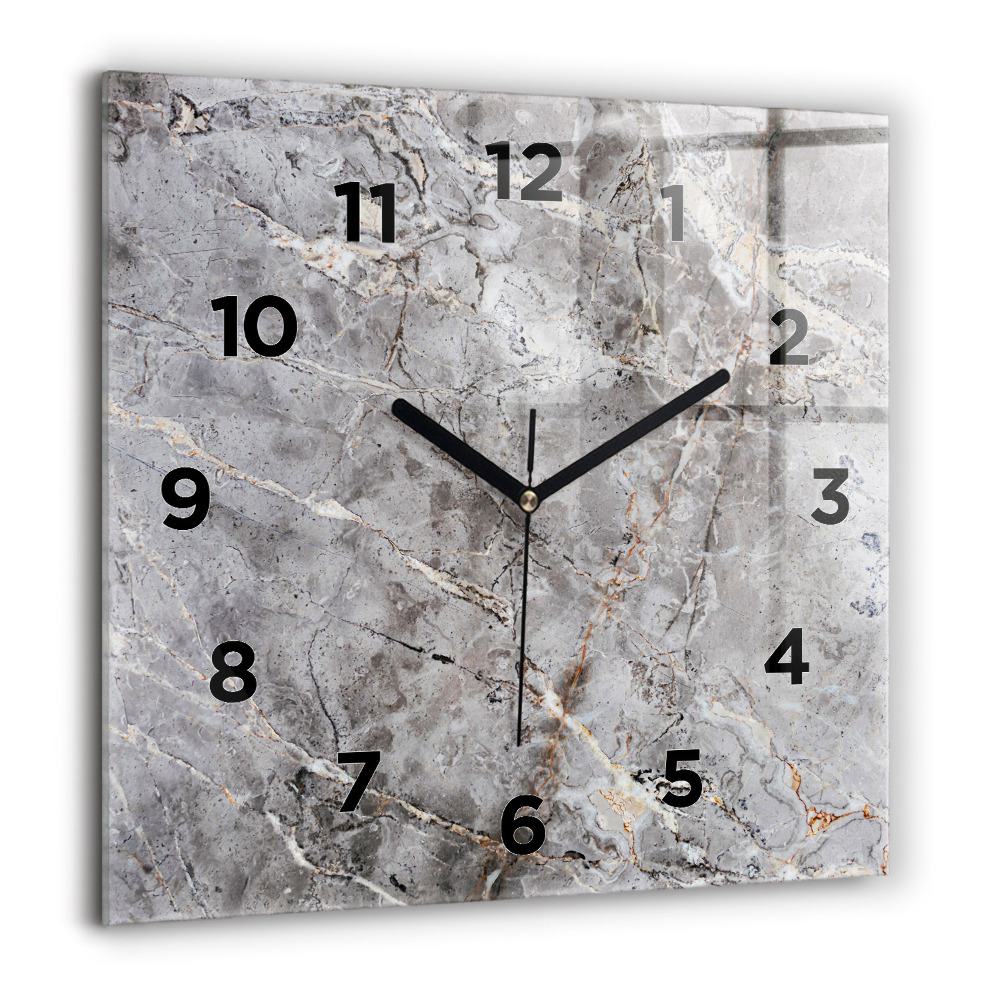 Horloge murale carrée 60x60 cm Marbre de granit gris