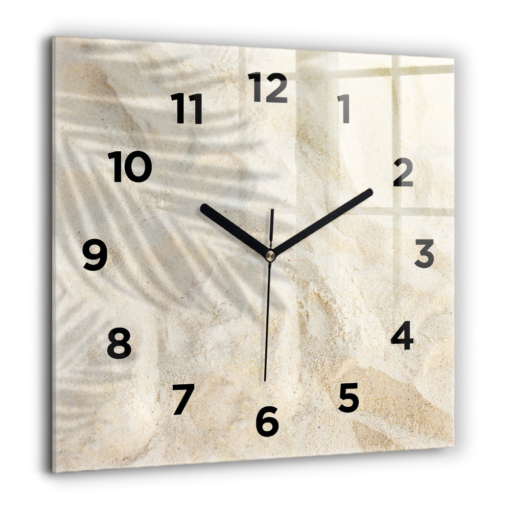 Horloge murale carrée 60x60 cm Sable à l'ombre des palmiers