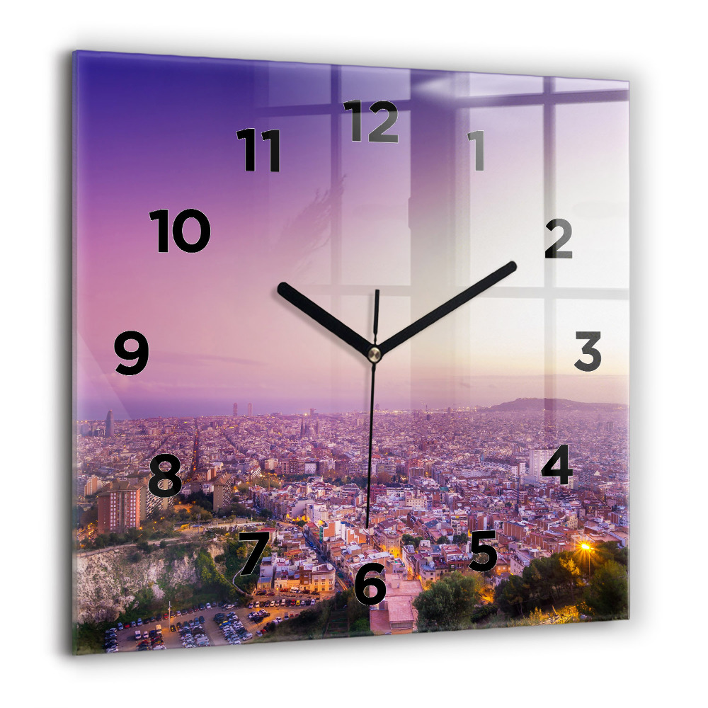 Horloge murale carrée 60x60 cm Barcelone Bunkers El Carmel