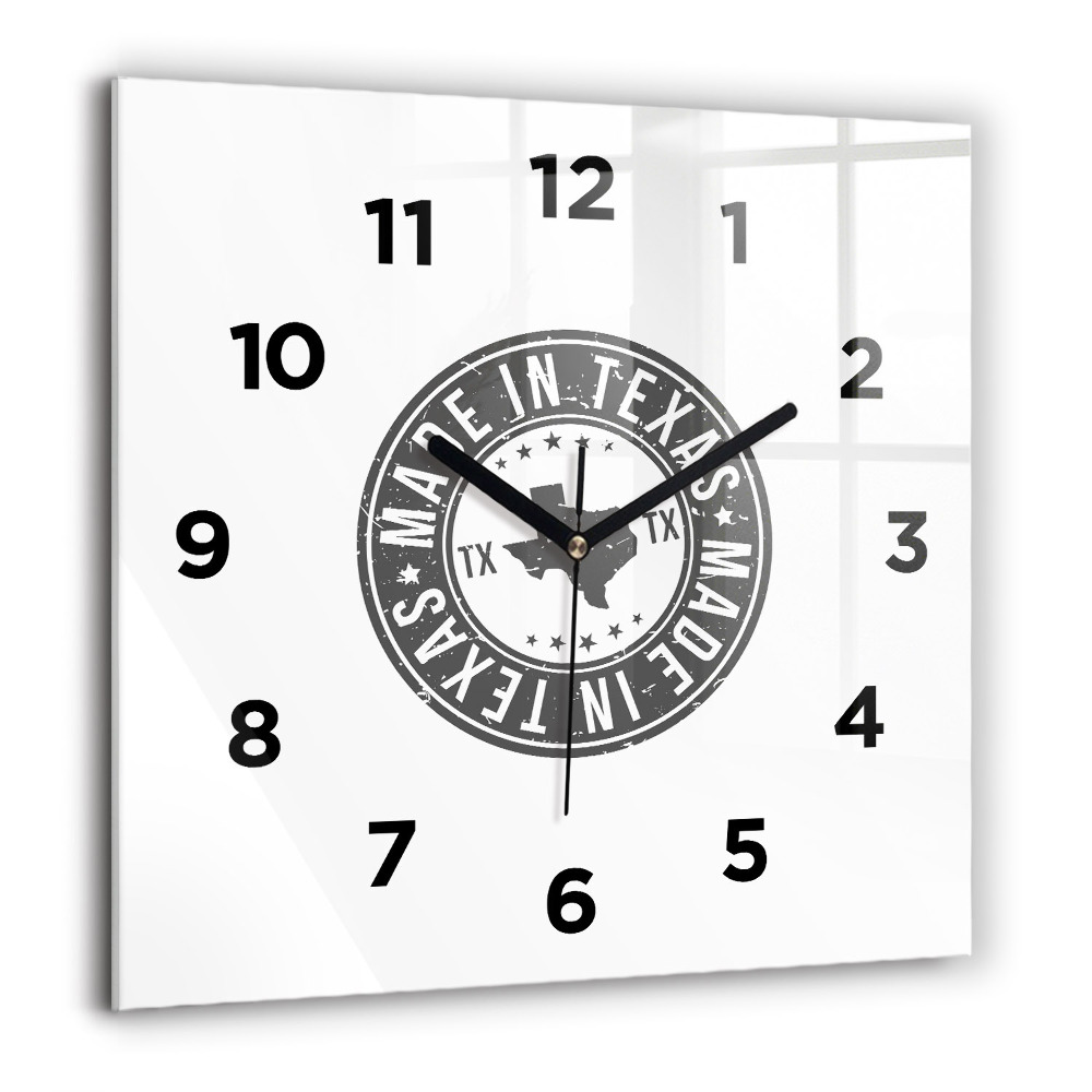 Horloge murale carrée 60x60 cm Timbre du Texas