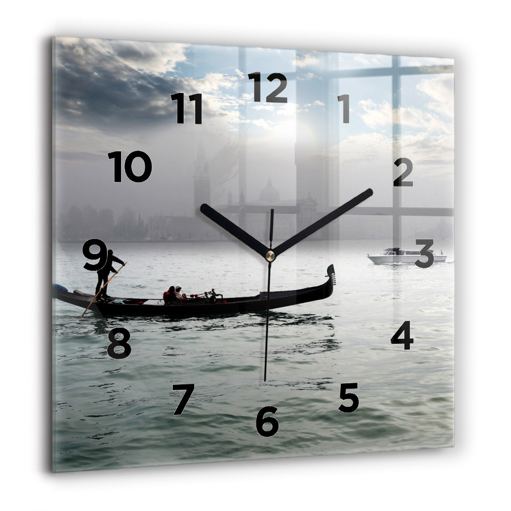 Horloge murale carrée 60x60 cm Gondole à Venise