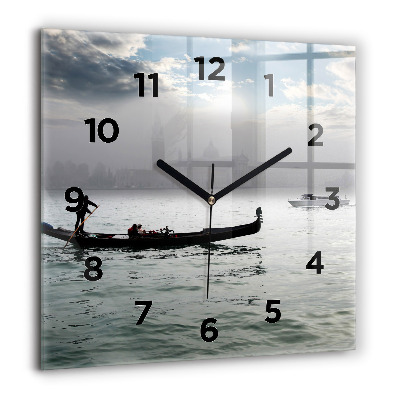Horloge murale carrée 60x60 cm Gondole à Venise