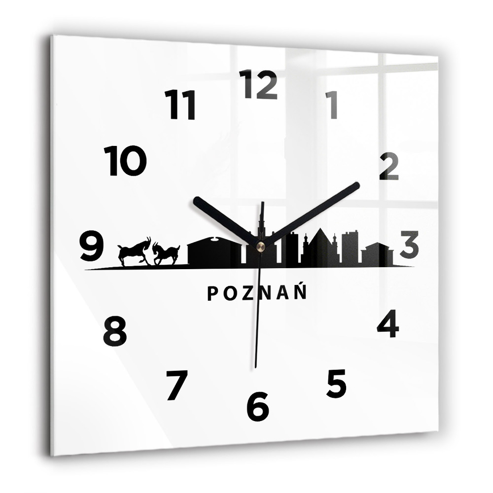 Horloge murale carrée 60x60 cm Graphique de la ligne d'horizon de Poznan