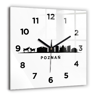 Horloge murale carrée 60x60 cm Graphique de la ligne d'horizon de Poznan