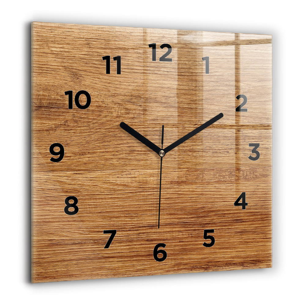 Horloge carrée en verre 60x60 cm Bois clair