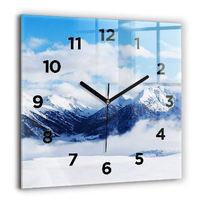 Horloge murale carrée 60x60 cm Panorama de montagnes