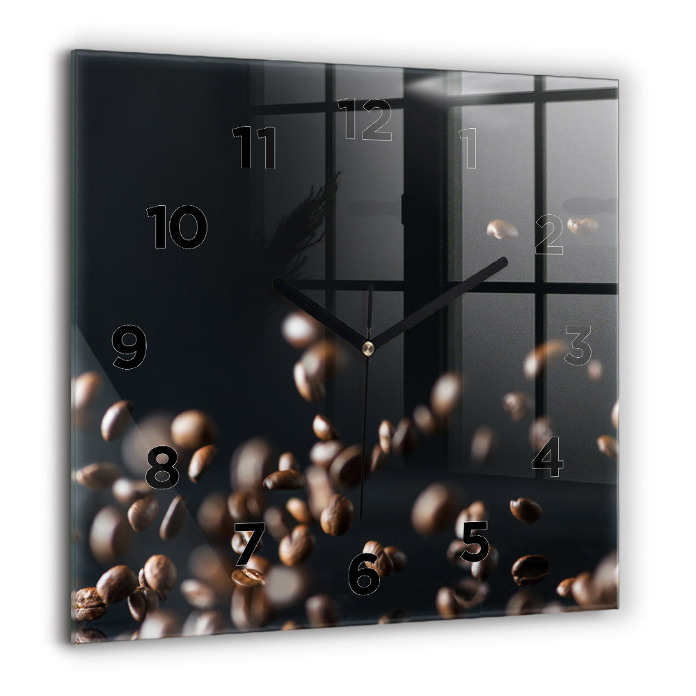 Horloge carrée en verre 60x60 cm Grains de café