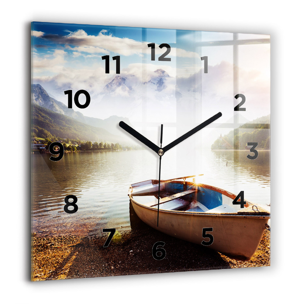 Horloge murale carrée 60x60 cm Vue d'un lac