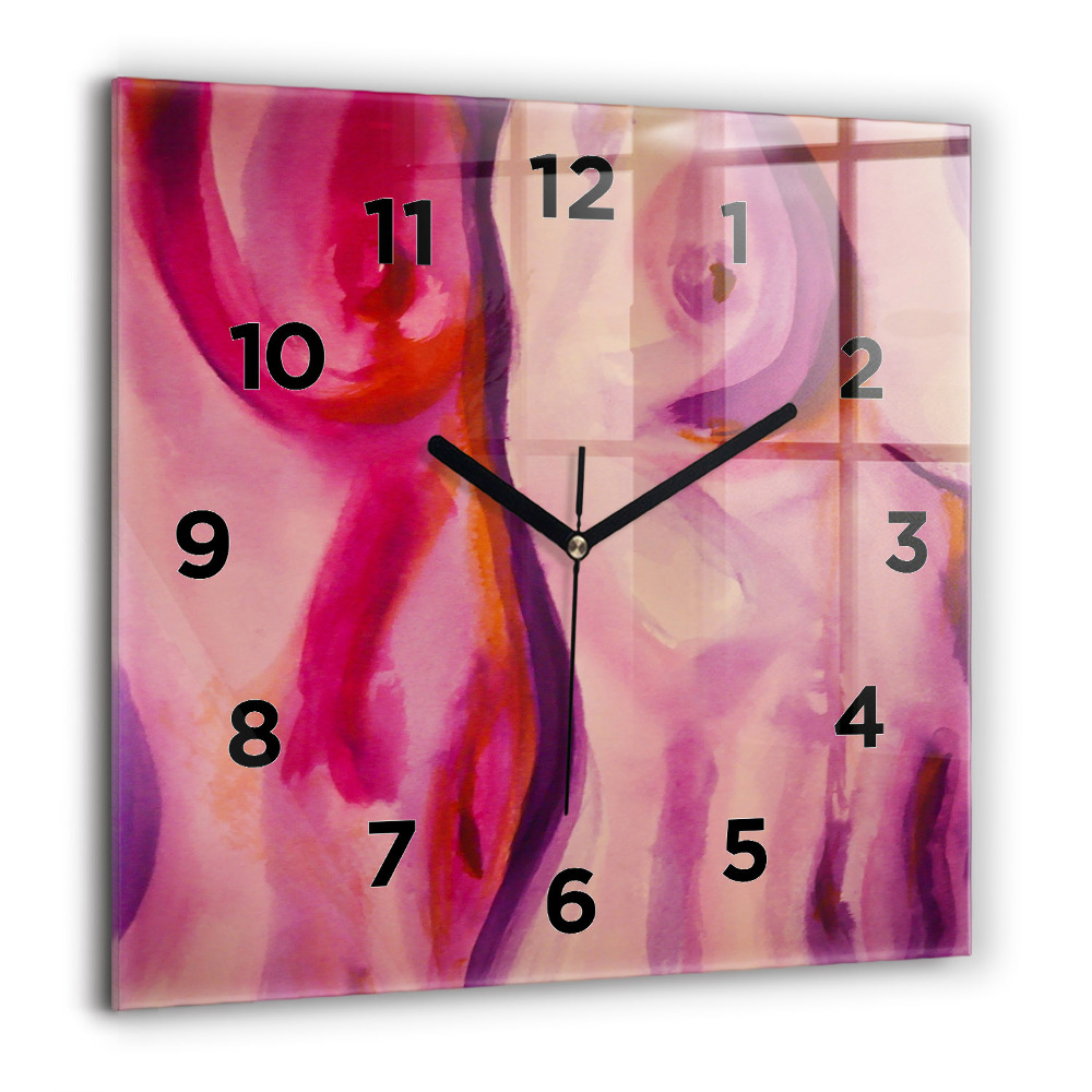 Horloge carrée en verre 60x60 cm Peinture de femmes