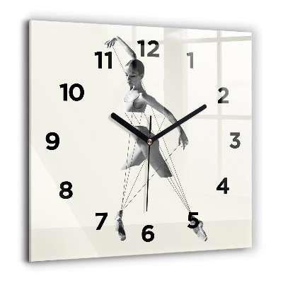 Horloge carrée en verre 60x60 cm Danseuse abstraite