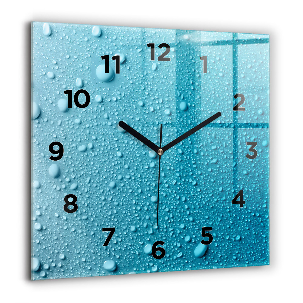 Horloge carrée en verre 60x60 cm Gouttes d'eau sur verre