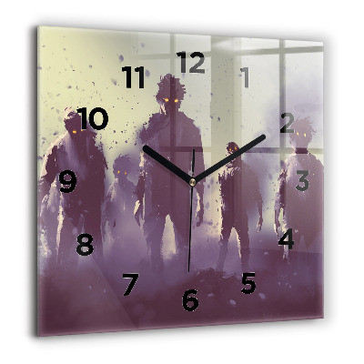 Horloge carrée en verre 60x60 cm Zombie la nuit - halloween