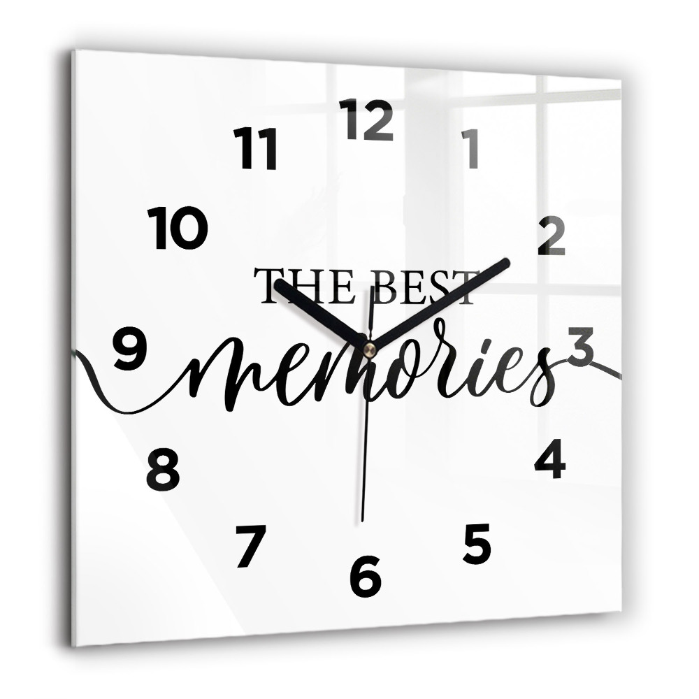 Horloge carrée en verre 60x60 cm Inscription de souvenirs