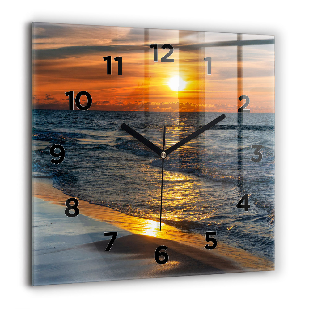 Horloge carrée en verre 60x60 cm Władysławowo Mer Baltique