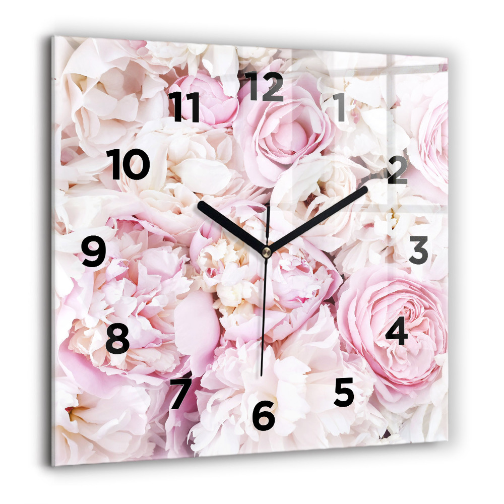 Horloge murale carrée 60x60 cm Fleurs décoratives
