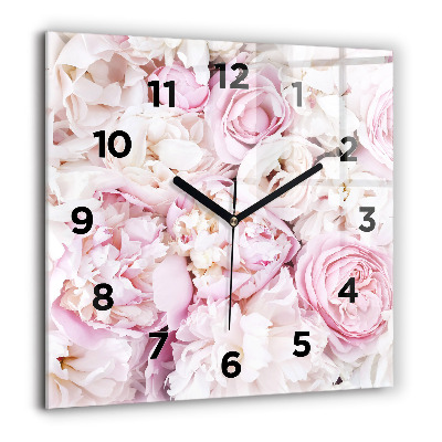 Horloge murale carrée 60x60 cm Fleurs décoratives
