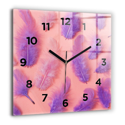 Horloge murale carrée 60x60 cm Plumes colorées