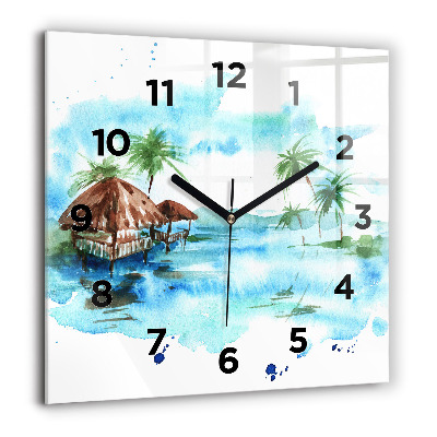 Horloge carrée en verre 60x60 cm Image île déserte