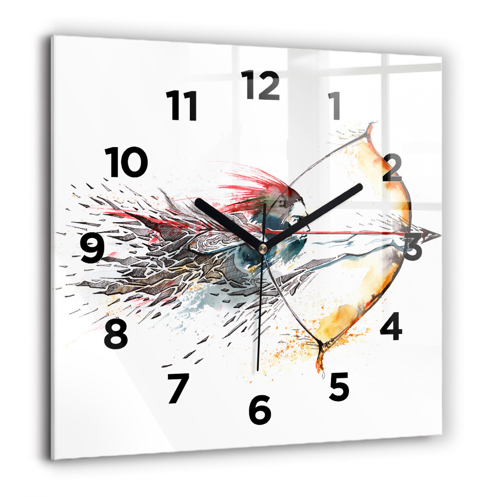 Horloge carrée en verre 60x60 cm Guerrier en chasse