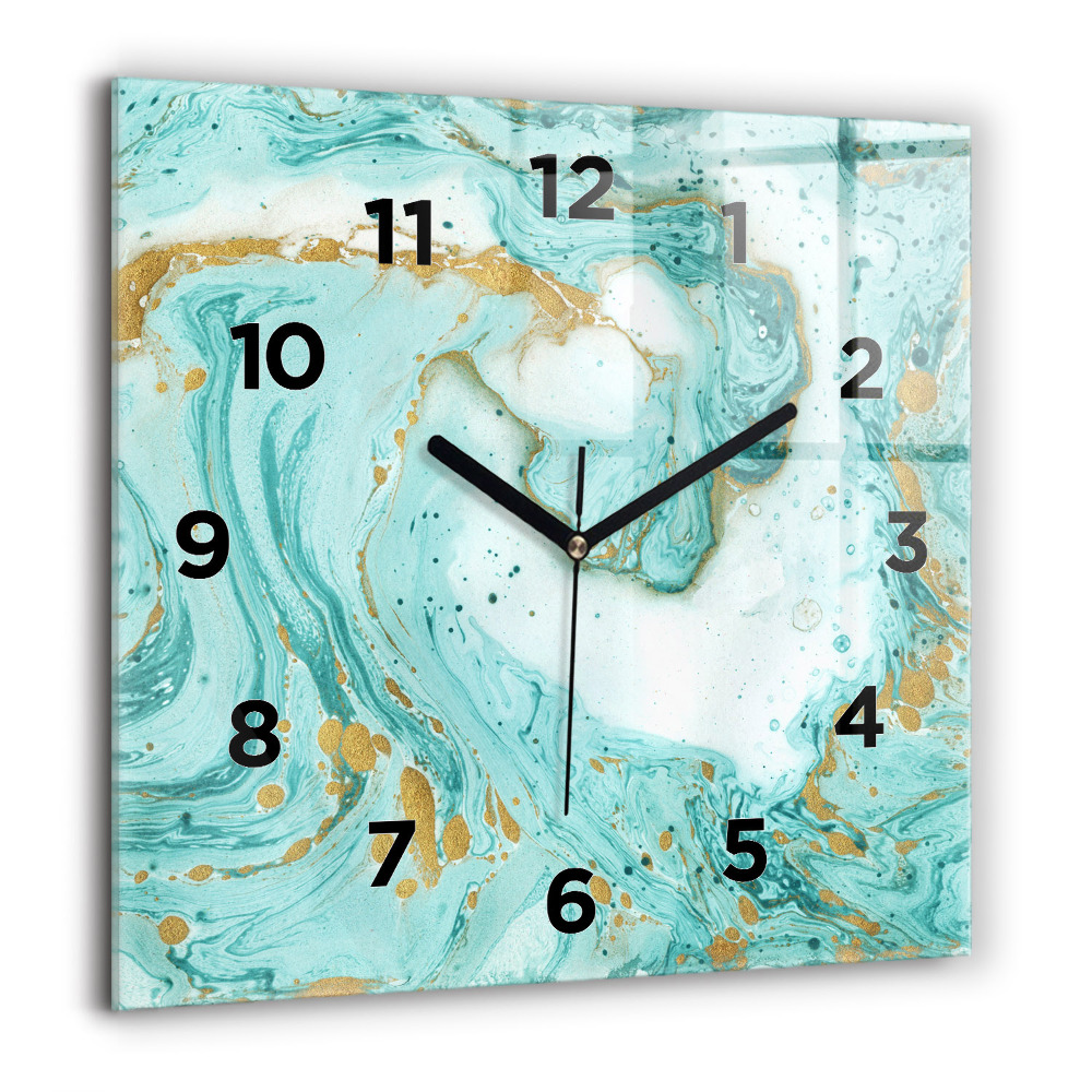 Horloge carrée en verre 60x60 cm Texture de marbre