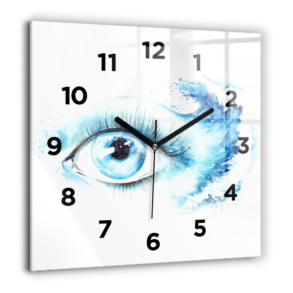 Horloge carrée en verre 60x60 cm Œil marin