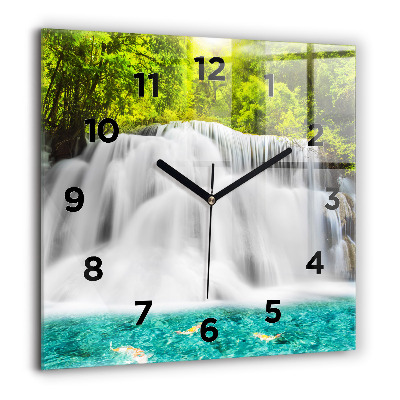 Horloge carrée en verre 60x60 cm Chute d'eau en Thaïlande