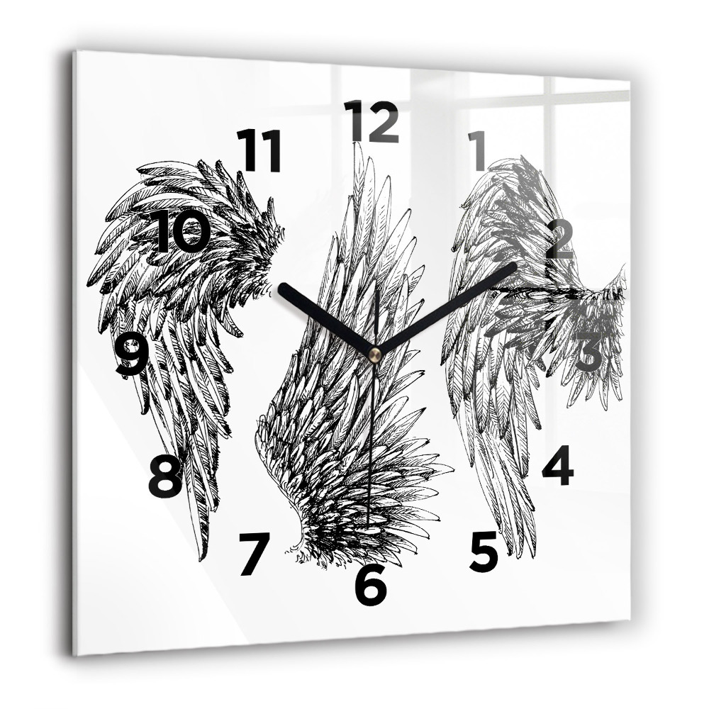 Horloge carrée en verre 60x60 cm Ailes d'ange