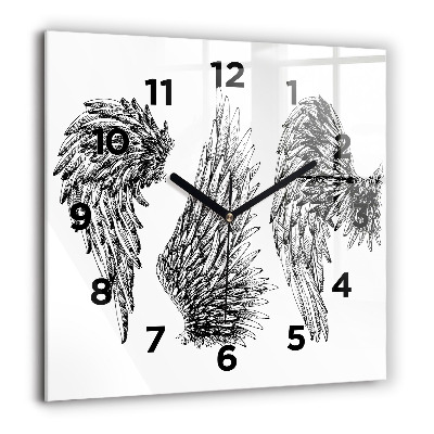 Horloge carrée en verre 60x60 cm Ailes d'ange