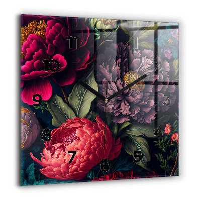 Horloge murale carrée 60x60 cm Bouquet de fleurs vintage